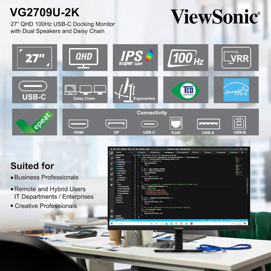 ViewSonic (68.58cm) 27 Inch Monitor - VG2709U-2K2