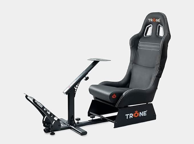 TRONE RS1 Charcoal Leather Racing Simulator Gaming Chair with Seat and Cockpit