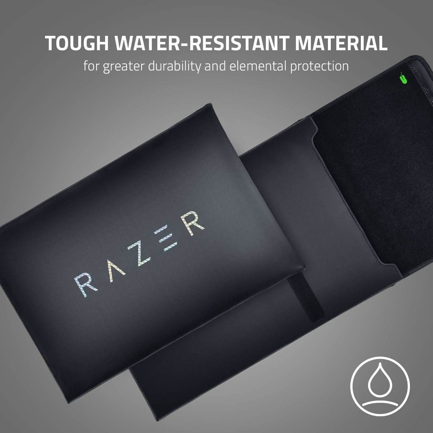 Razer 17.3" Protective Laptop Sleeve: Scratch & Water-Resistant - Padded Interior Lining - Snag-Free Velcro - Flip-Out Mouse Mat - Classic Black (RC21-01590100-R3M1)