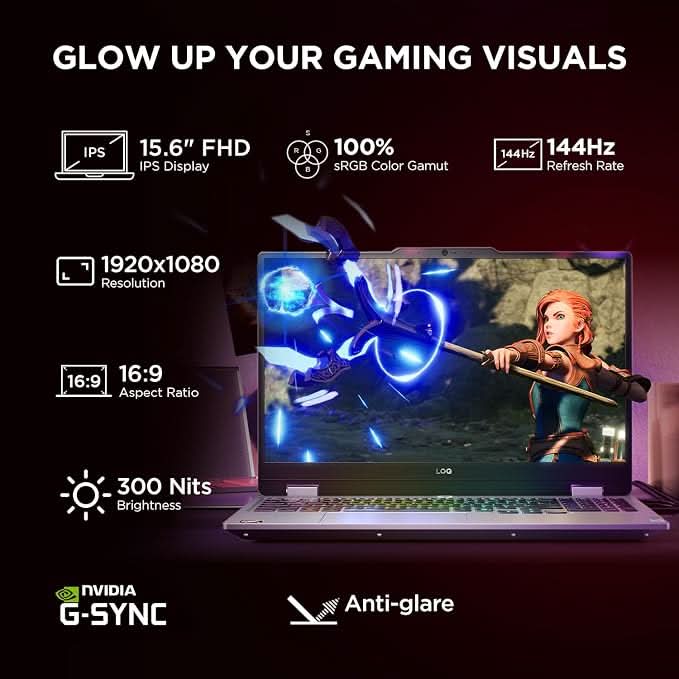 Lenovo LOQ 2025 Intel Core i7-13645HX, NVIDIA RTX 5060 8GB (16GB RAM/1TB SSD/144Hz Refresh Rate/572 AI TOPS/15.6 Inch (39.6cm)/Windows 11/Office 2024/3 Mon. Game Pass/Grey/2.4Kg), 83JE019WIN