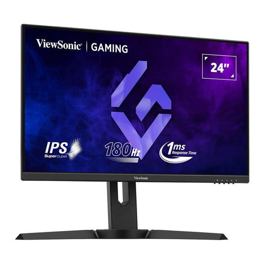 ViewSonic XG2409 60.96 cm 24 Inch FHD IPS Gaming Monitor with 180Hz, 1ms, Height Adjustment, AMD Free Sync, sRGB104%, HDR10, Bezel-Less, Eye Care, Wall Mount, Game Mode, HDMI, DP, VGA