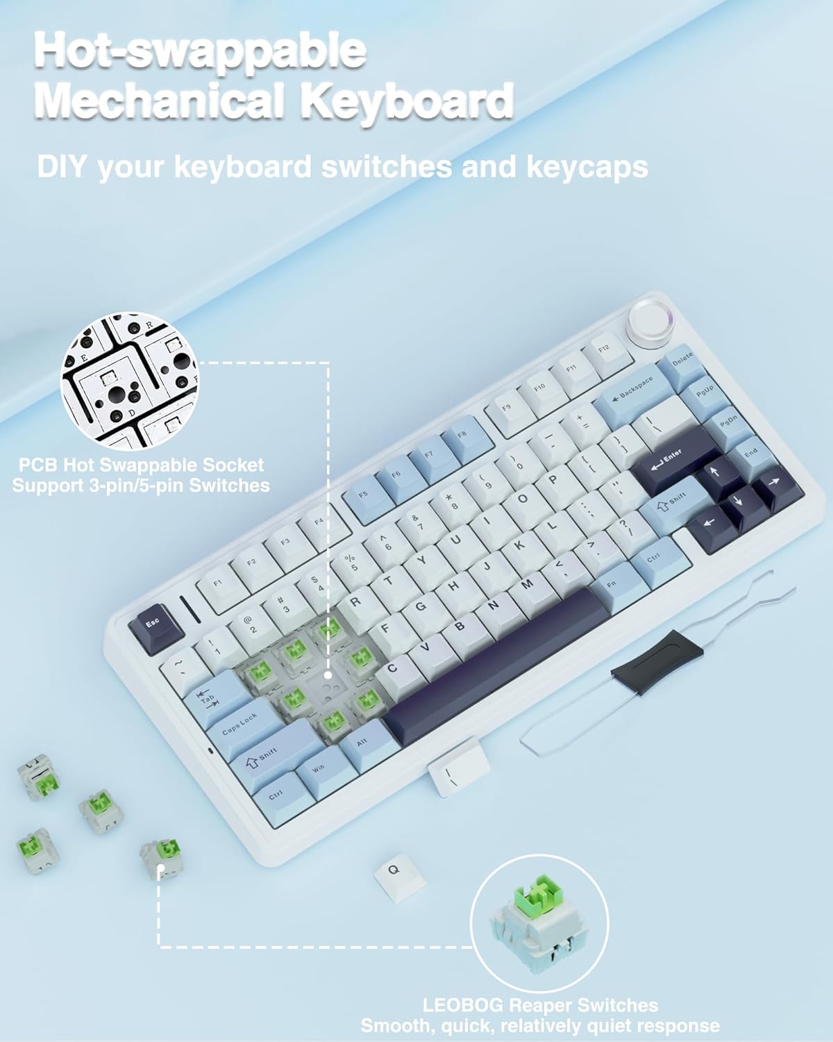 AULA F75 ICE BLUE REAPER SWITCH MECHANICAL GAMING KEYBOARD