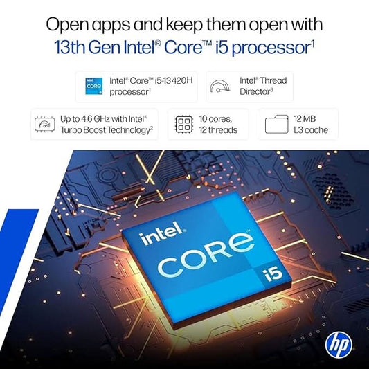 HP 15, 13th Gen Intel Core i5-13420H, (16GB DDR4, 512GB SSD), FHD, Anti-Glare, Micro-Edge, 15.6''/39.6cm, Win11, M365 Basic(1yr) Office24, Silver, 1.65kg, FR0045TU, Camera w/Shutter, Backlit Laptop