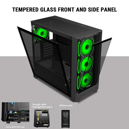 Ant Esports 621 C3 ARGB (ATX) Mid Tower Cabinet (Black)