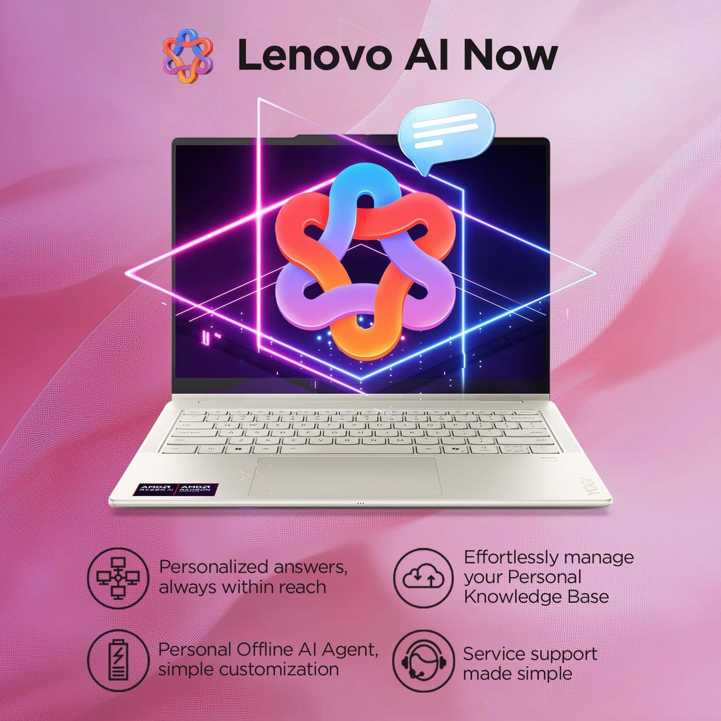 Lenovo Yoga 7 2-in-1 AMD Ryzen AI 7 350 (24GB RAM/1TB SSD/14 (35.5cm)/WUXGA OLED/50 Tops NPU/Copilot+ PC/Windows 11/Office Home 2024/Yoga Pen/1Yr ADP/Seashell/1.38Kg), 83JR001EIN Convertible Laptop