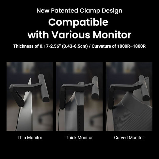 BenQ ScreenBar Pro Monitor Light Bar, LED Screen Lamp with Motion Sensor, Touch Control, USB-C Black