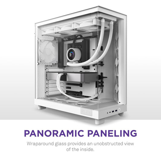 NZXT CHASSIS H6 FLOW (2023) COMPACT DUAL-CHAMBER ATX CASE W/O PSU - ALL WHITE-CC-H61FW-01
