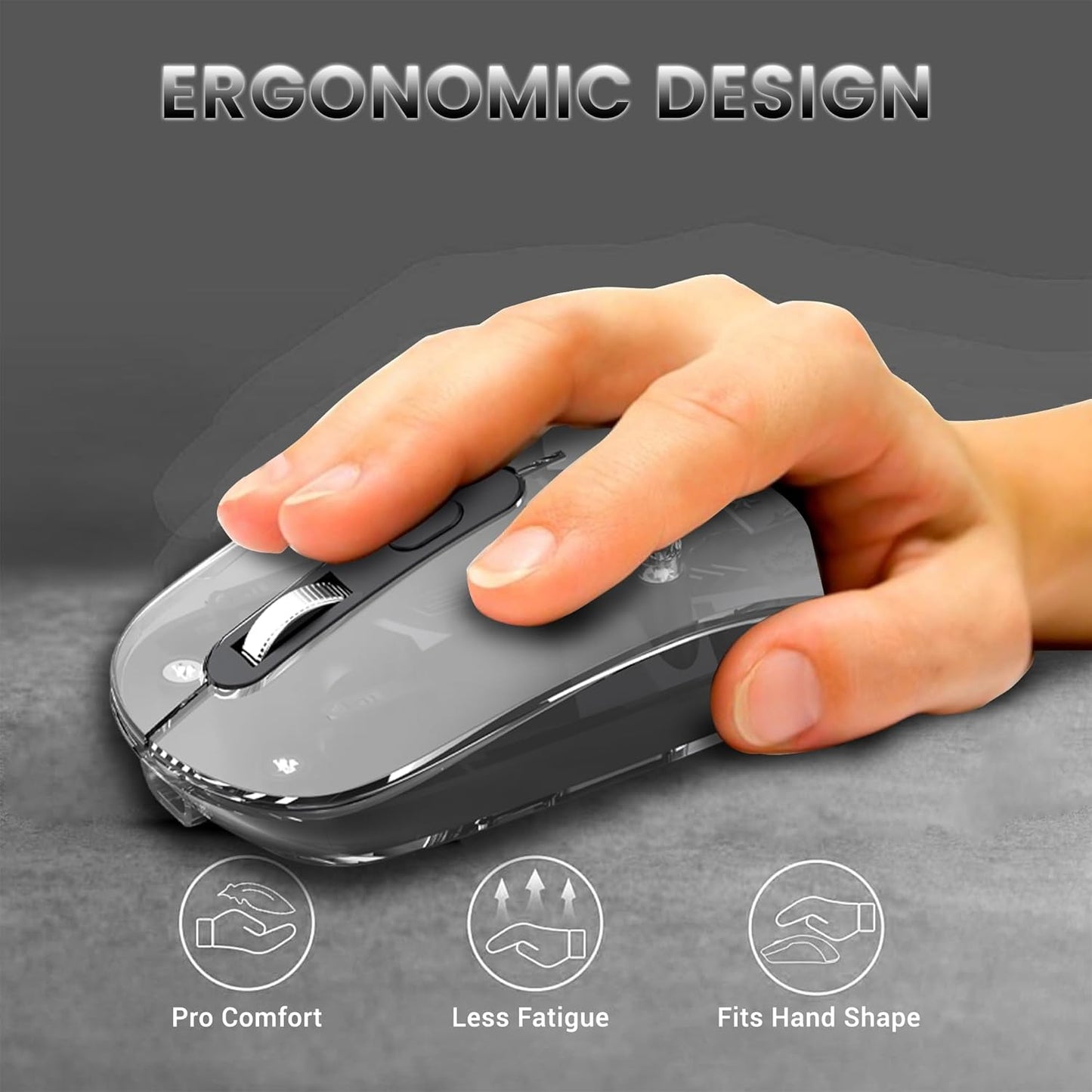 ANT OM140 PRO ULTRA LIGHTWEIGHT TRANSPARENT WIRELESS 2.4GZ BLUETOOTH MOUSE