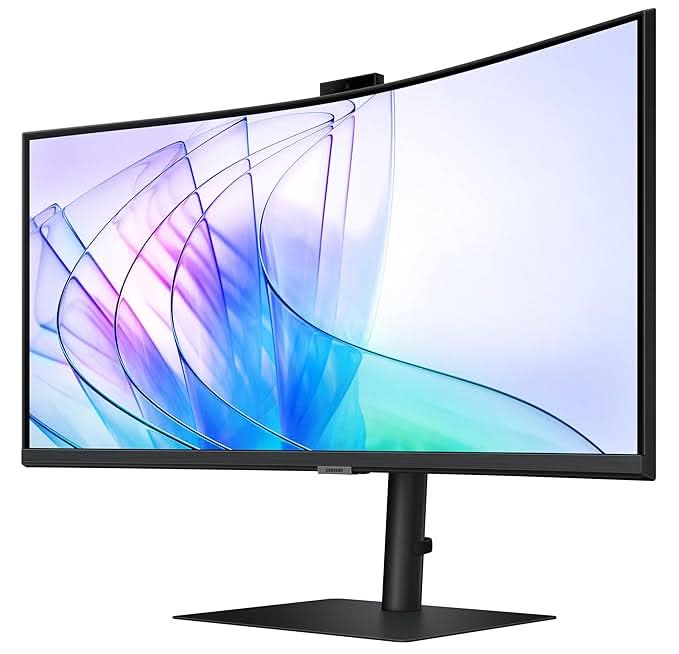 Samsung 34 inch ViewFinity S6 Curved Monitor with Inbuilt Webcam Ultrawide WQHD Monitor LS34C650VAWXXL