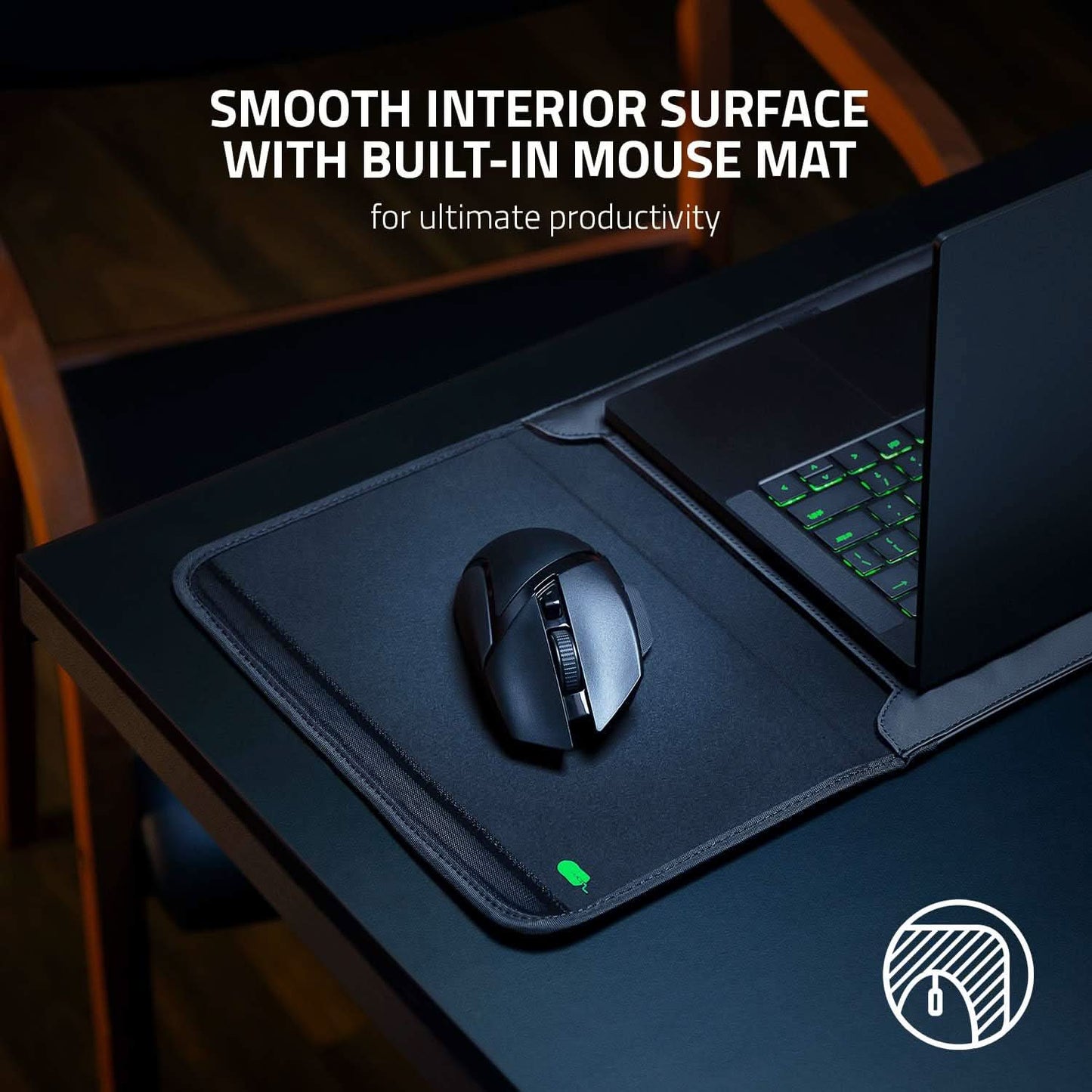 Razer 17.3" Protective Laptop Sleeve: Scratch & Water-Resistant - Padded Interior Lining - Snag-Free Velcro - Flip-Out Mouse Mat - Classic Black (RC21-01590100-R3M1)
