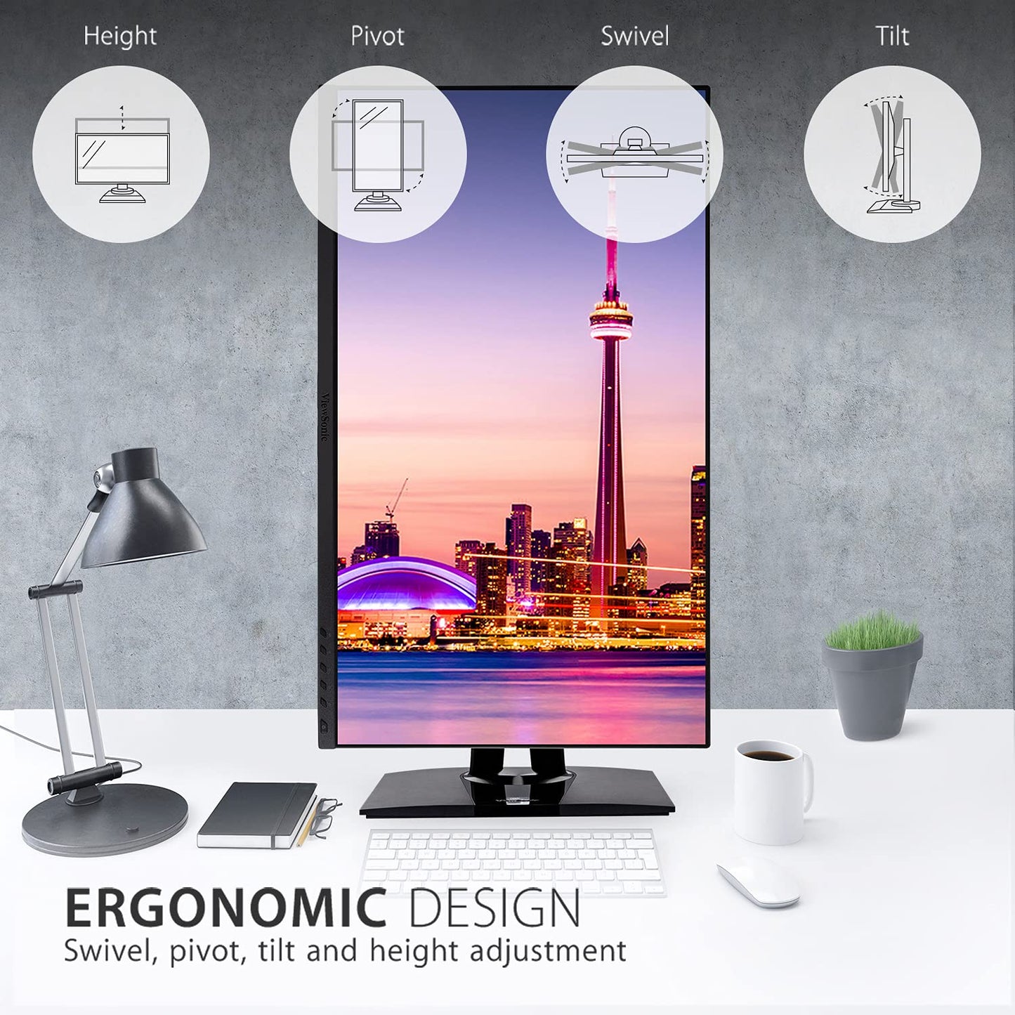 ViewSonic VP2756-4K 68.58Cm (27") 4KUHD Monitor | Pantone Validated | 100% sRGB| Factory Pre-Calibrated Monitor 60W Charge Back USB-C, CAM/CAD Mode, Powerful Color, Delta E<2 Regist6-4K
