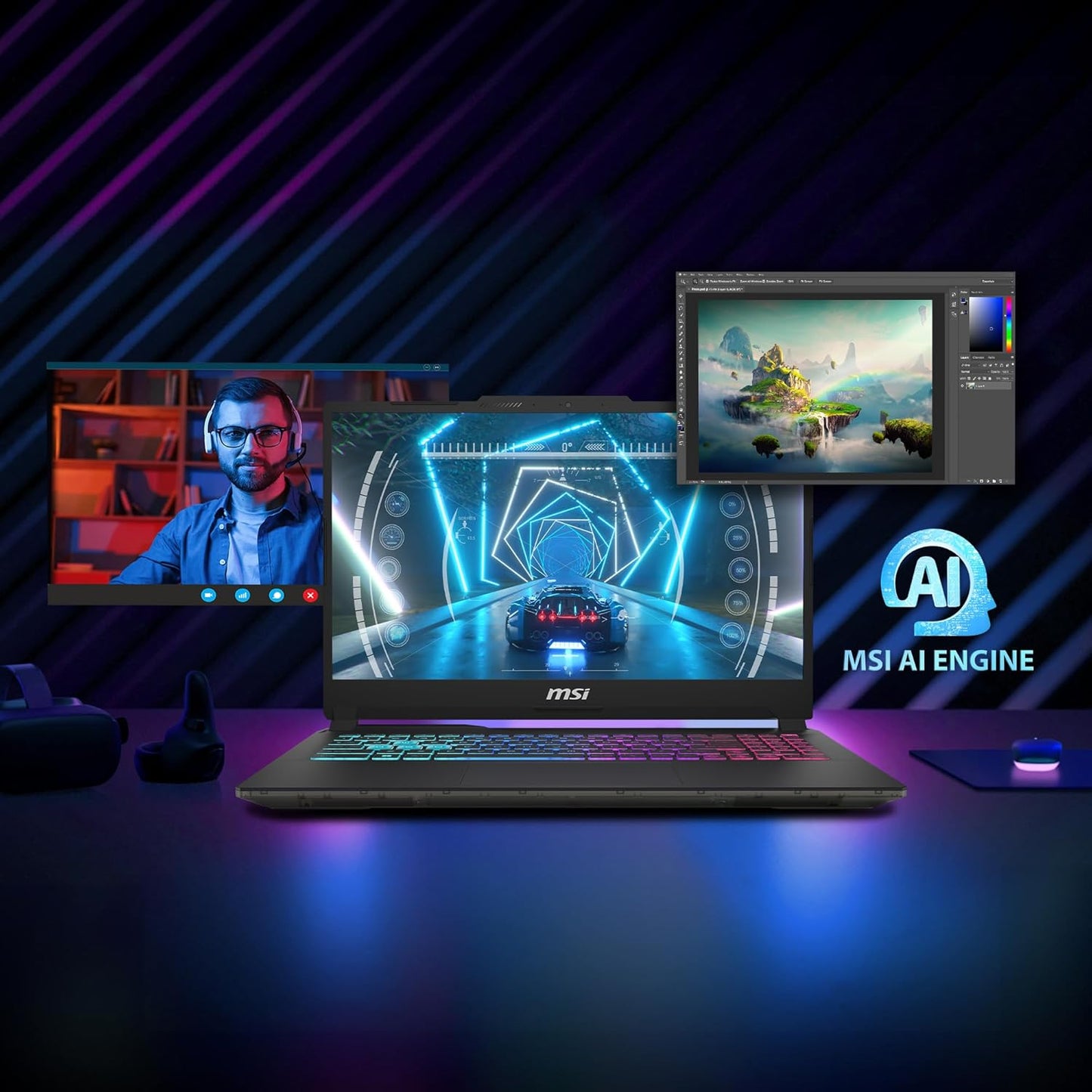 MSI 15 AI-A1VEK CYBORG 051IN [ULTRA5-125H 14TH GEN/16GB/1TB SSD/WIN11 HOME/15.6 INCH/6GB-RTX4050 GRAPHICS /1 YEAR(S)/BLACK]