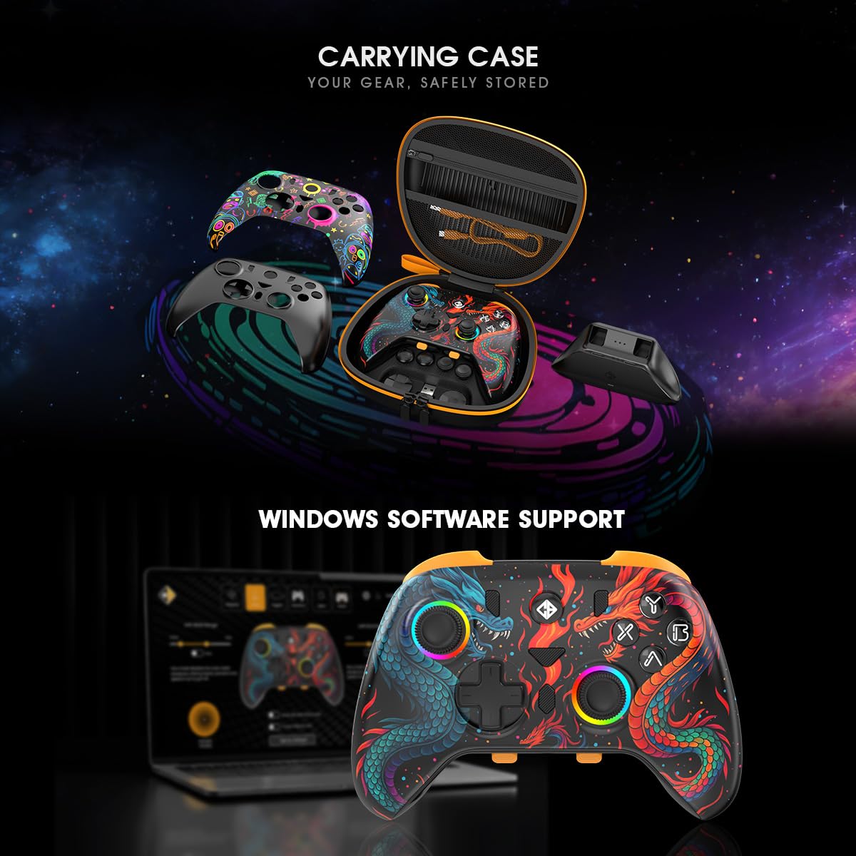 Cosmic Byte Drakon Tri-Mode Controller with Charging Dock, TMR Joystick