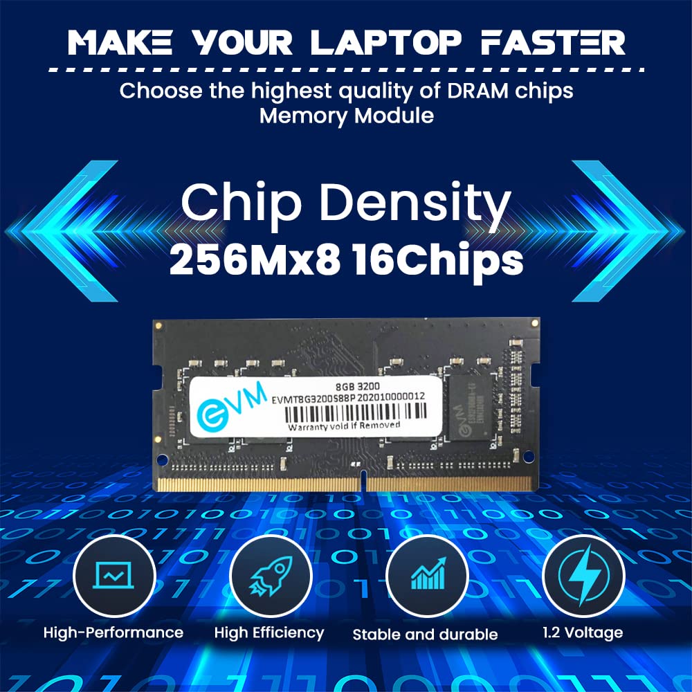 EVM DDR4 8GB Laptop RAM 3200MHz -(EVMT8G3200S88P)