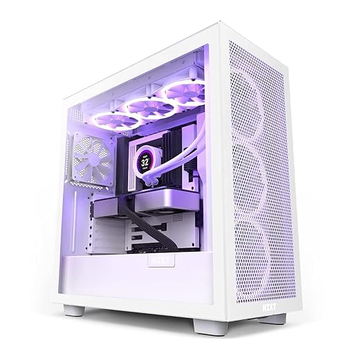 NZXT CHASSIS H SERIES H7 V1 2022 FLOW EDITION ATX MID TOWER CHASSIS ALL WHITE COLOR (CM-H71FW-01)
