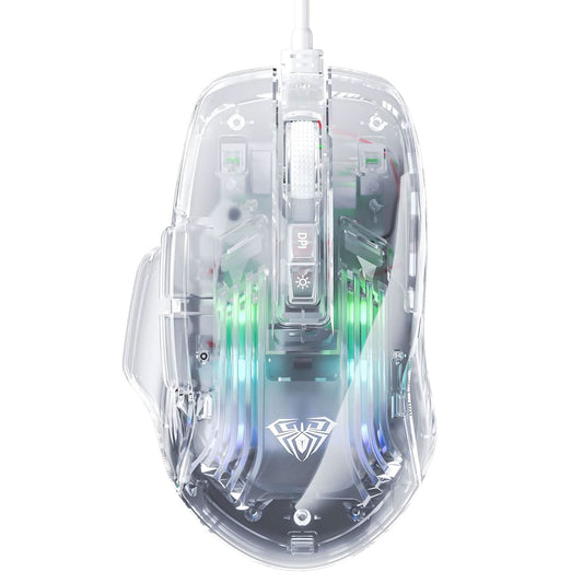S80 TRANSPARENT RGB, 7200 DPI, 7 BUTTONS PC WIRED OPTICAL GAMING MOUSE (USB 2.0, TRANSPARENT WHITE)