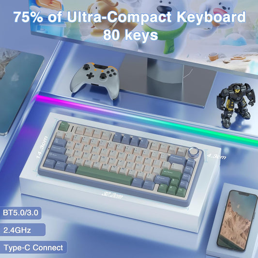 AULA F75 WIRELESS MECHANICAL KEYBOARD MAX GRADIENT GRAY REAPER SWITCH