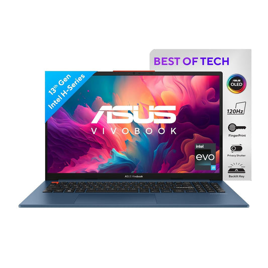 ASUS VIVOBOOK S 15 OLED, INTEL CORE I9-13900H 13TH GEN, 15.6" (39.62 CM) 3K OLED, THIN AND LIGHT LAPTOP (16 GB RAM/1TB SSD/WIN11/OFFICE 2021/BACKLIT/FINGERPRINT/75WHR /BLUE/3.75 KG), S5504VA-MA951WS