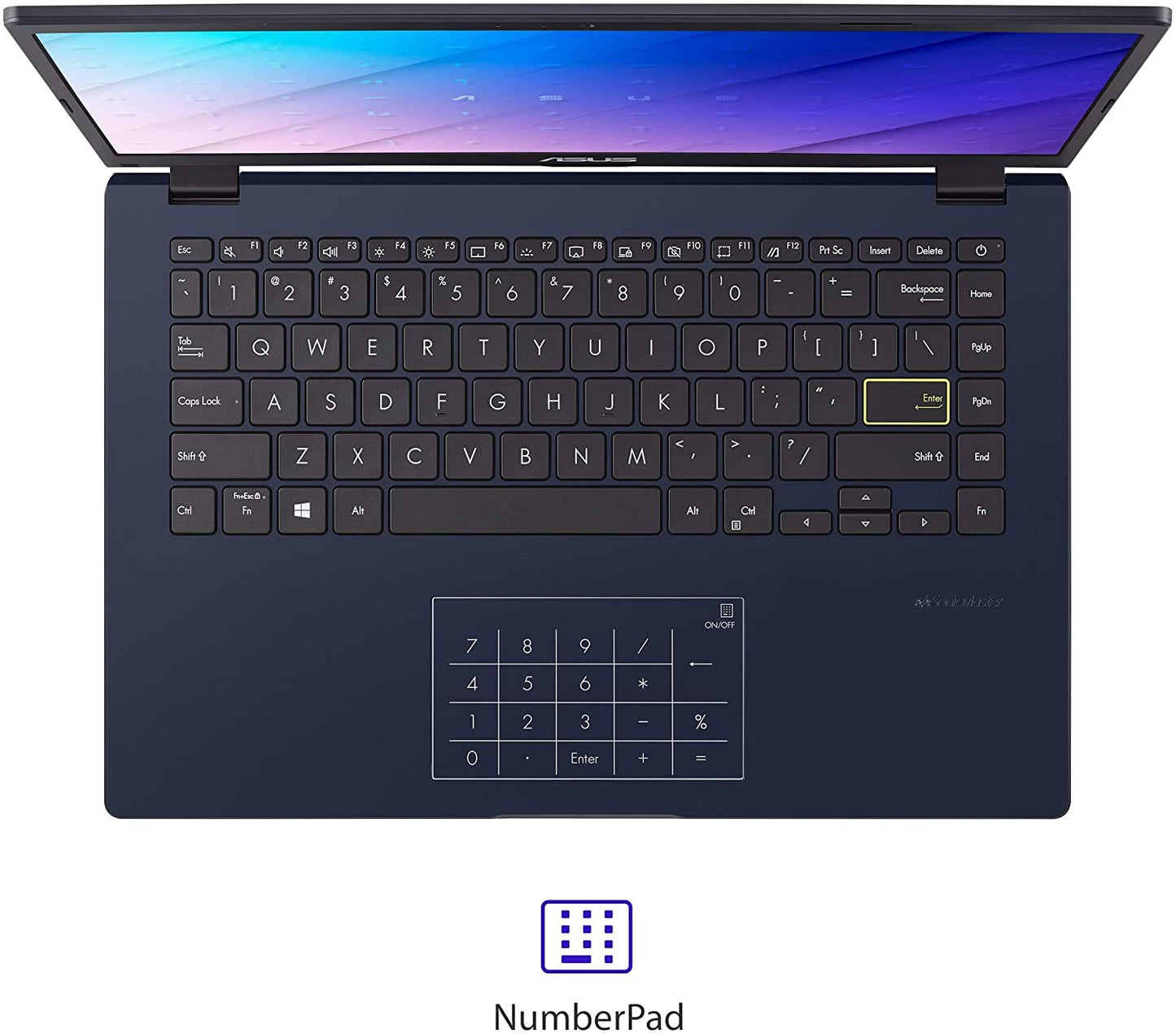 ASUS E410MA-EK319T INTEL PENTIUM SILVER N5030 QUAD CORE 14 INCHES FHD (1920 X 1080) LED LAPTOP (4GB RAM/256GB PCIE SSD/UHD 605 GRAPHICS/NUMBER PAD/WINDOWS 10 HOME, PEACOCK BLUE, 1.3KG)