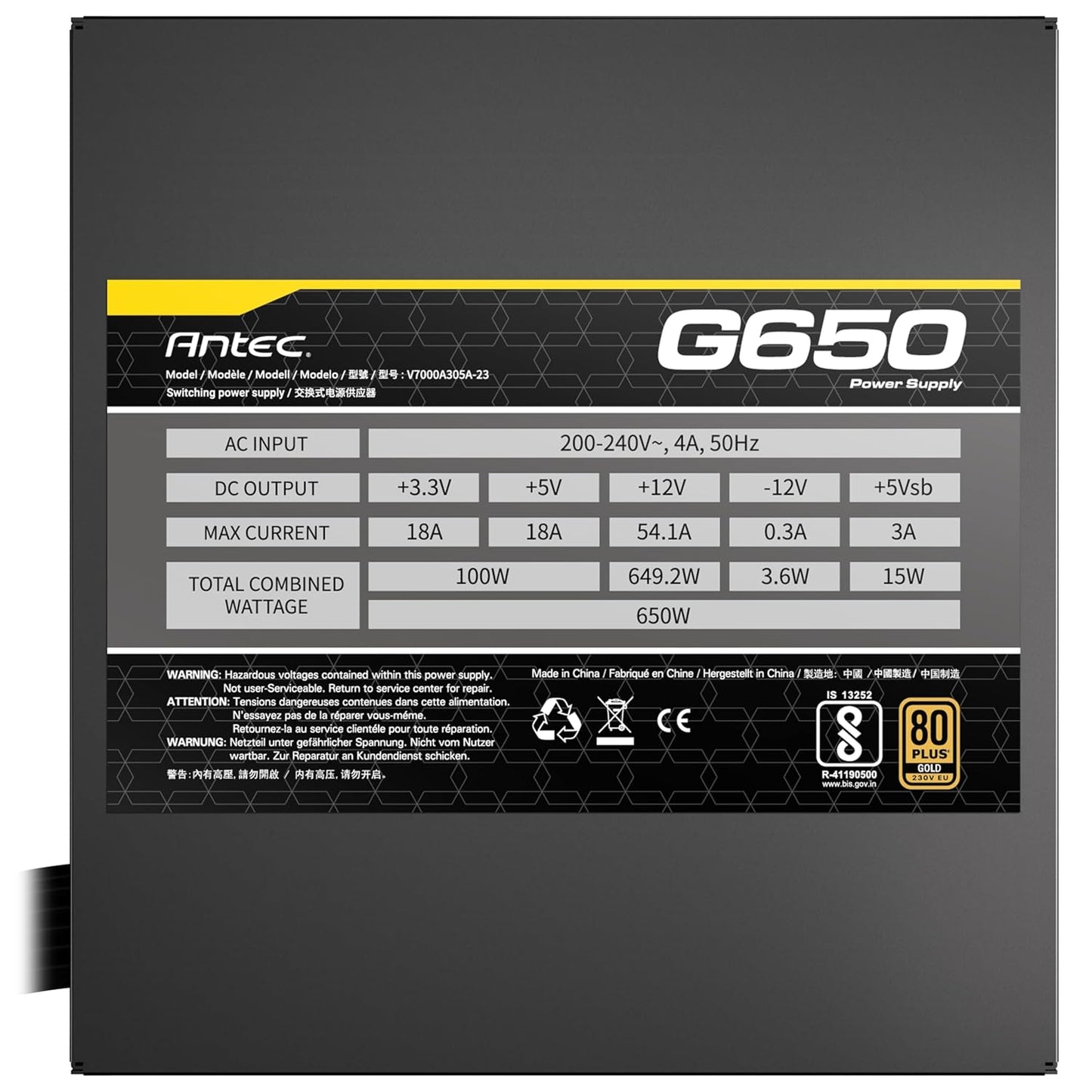 Antec G650 Gold 650 Watt Semi Modular SMPS