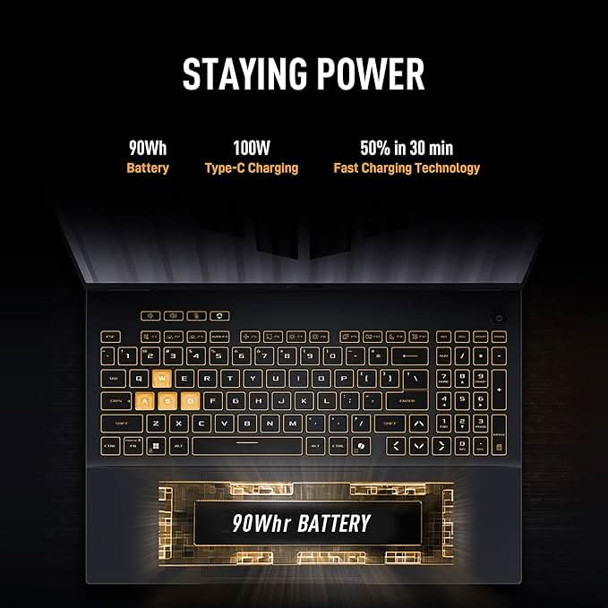 ASUS TUF F16 (2025),14th Gen, Intel Core i7 14650HX, RTX 5050-8GB, 16GB RAM, 1TB SSD, FHD+, 16", 40 cm, Windows 11, M365 Basic(1yr) Office24, Jaeger Gray, 2.2 Kg, FX608JHR-RV135WS, Gaming Laptop