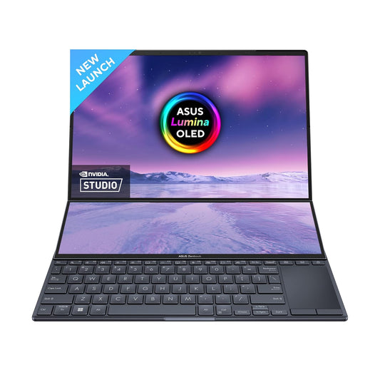 ASUS ZENBOOK PRO 14 DUO OLED 2023, INTEL CORE I9-13900H 13TH GEN, TOUCH 14.5-INCH 2.8K 120HZ, DUAL SCREEN LAPTOP (32GB/1TB SSD/NVIDIA GEFORCE RTX 4050 /WIN11/76WHR/BLACK/1.75 KG),UX8402VU-MZ961WS