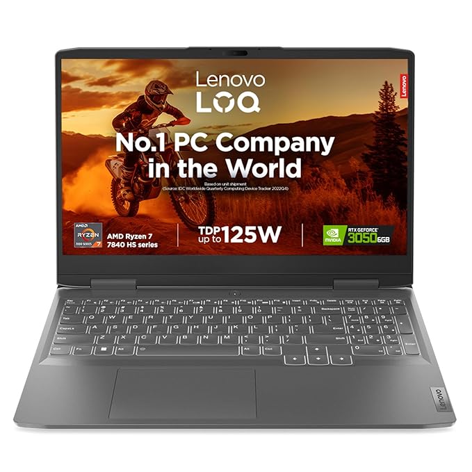 LENOVO LOQ AI POWERED AMD RYZEN 7 OCTA CORE 7840HS - (16 GB/512 GB SSD/WINDOWS 11 HOME/6 GB GRAPHICS/NVIDIA GEFORCE RTX 4050) 15APH8 GAMING LAPTOP (15.6 INCH, STORM GREY, 2.4 KG, WITH MS OFFICE)