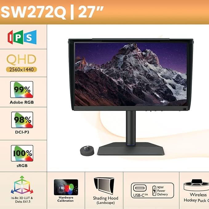 BENQ SW272Q 27 INCH 2K PHOTO&VIDEO EDITING MONITOR