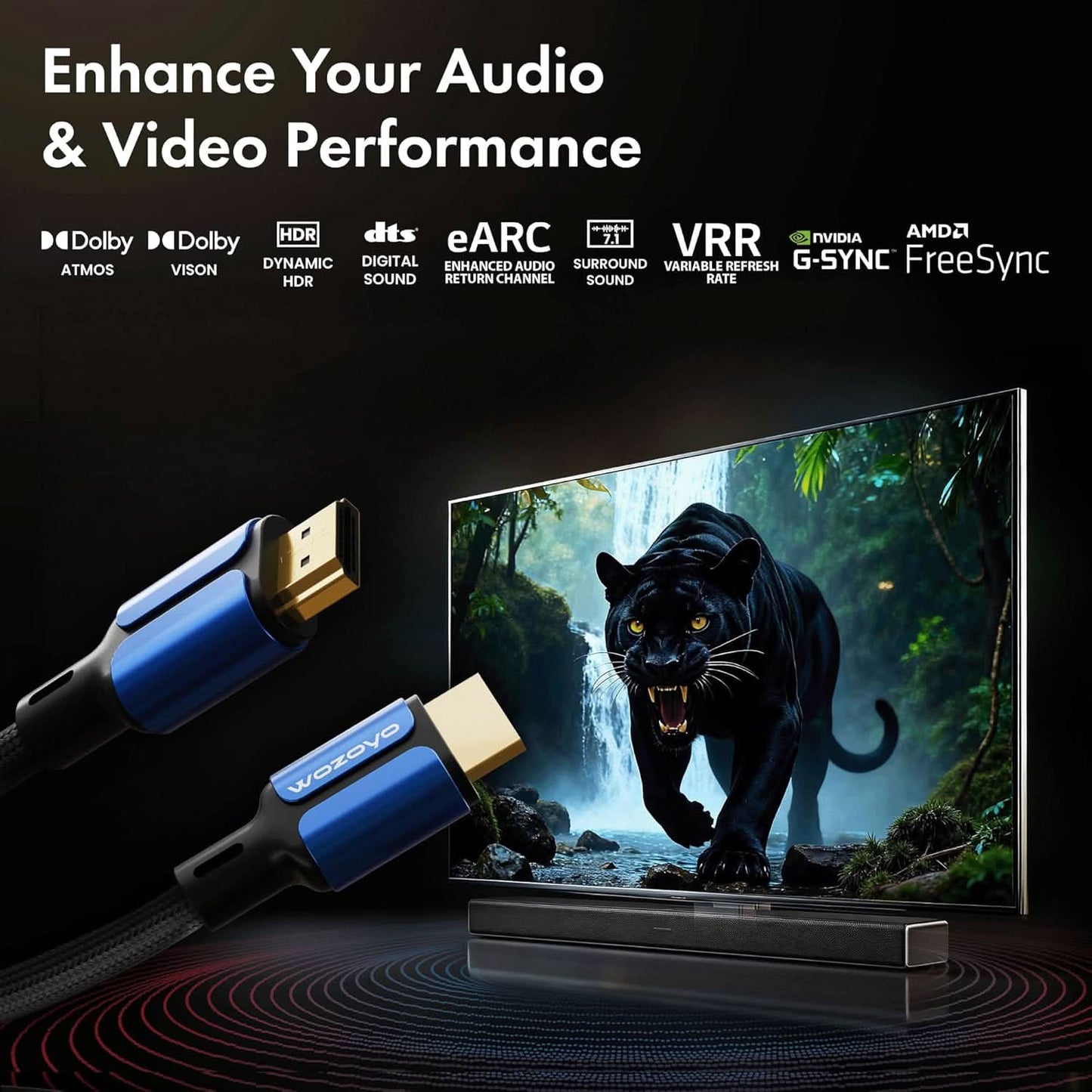 Wozoyo HDMI Cable 2.1 Compliant - 1Meter, Series 1