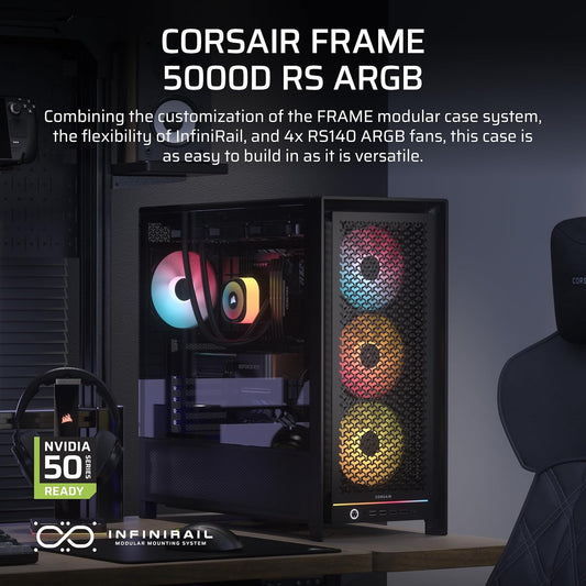 CORSAIR Frame 5000D RS ARGB Modular Mid-Tower PC Case, Black-CC-9011309-WW