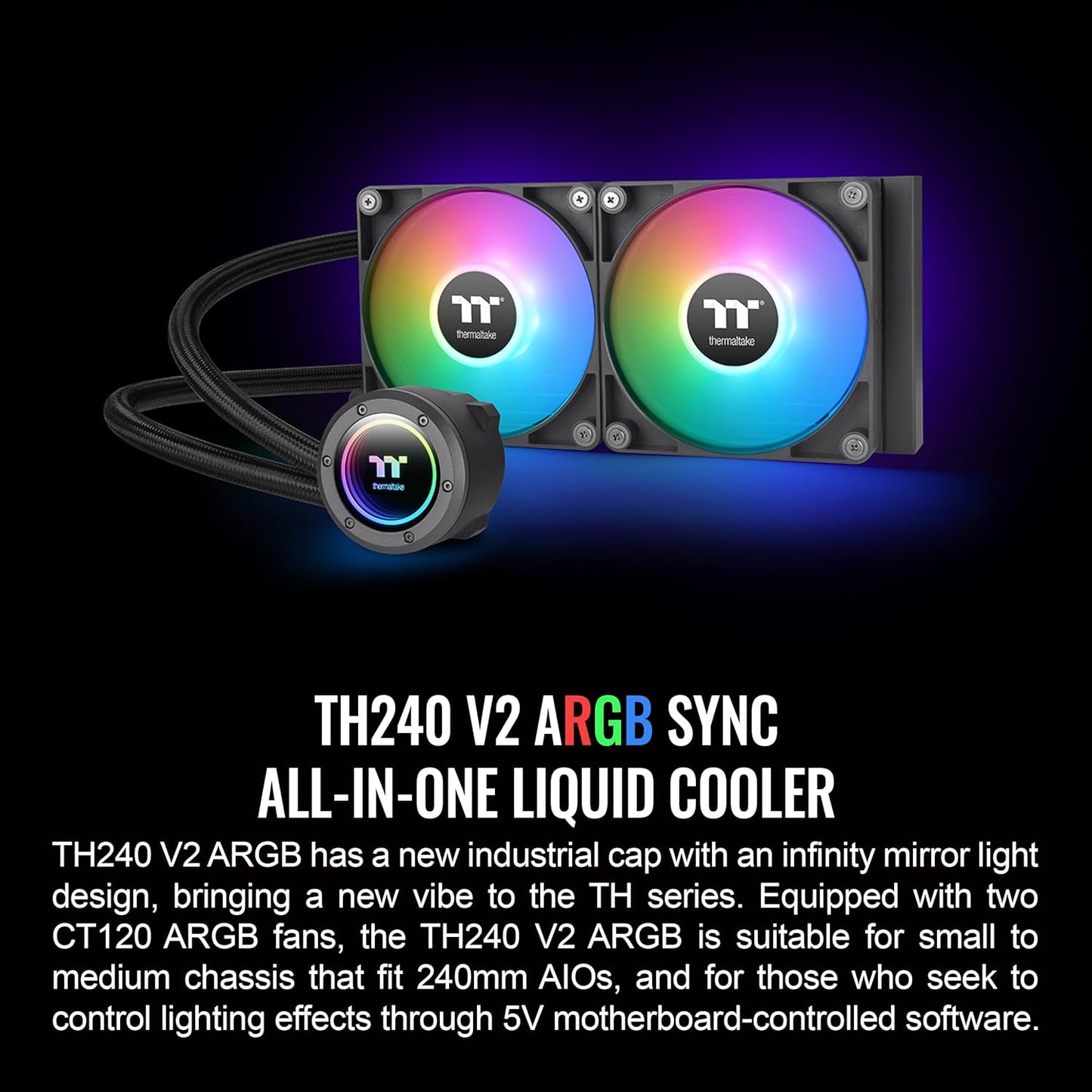 THERMALTAKE LIQUID TH240 V2 240MM ARGB AIO LIQUID COOLER BLACK