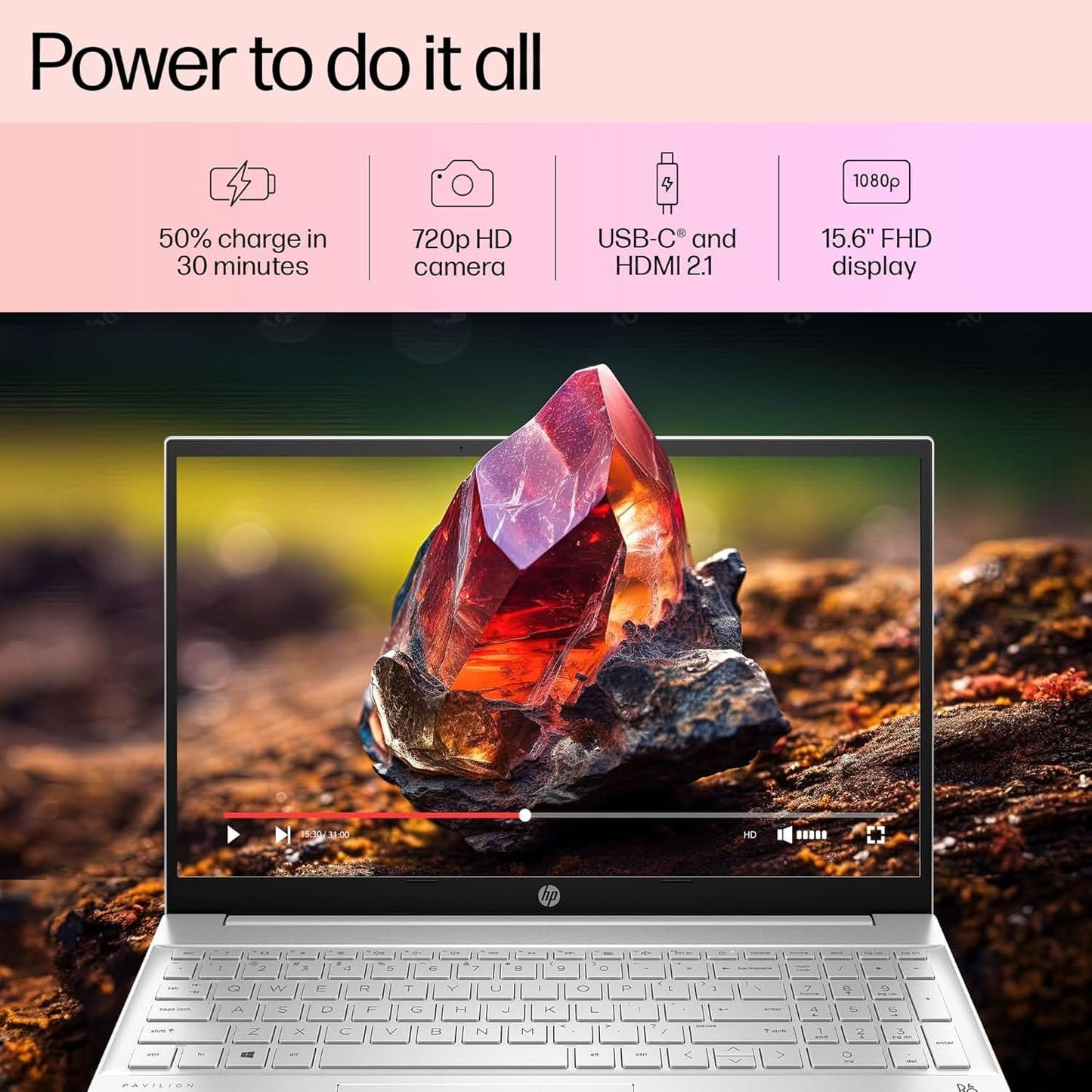 HP PAVLION 15 EH0306AU [R5-7530U RYZEN/8GB/512GB SSD/WIN11 HOME+MSO/15.6 INCH/INTEGRATED GRAPHICS /1 YEAR(S)/SILVER]