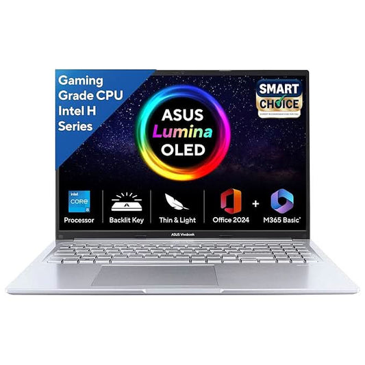 ASUS Vivobook 16, 16" FHD (1920 x 1200) OLED,Intel Core i5-13420H Processor,(16GB RAM/512GB SSD/Win 11/M365 Basic (1Year)/Backlit Keyboard/Office Home 2024/Silver/1.88 kg),X1605VA-SH1952WS