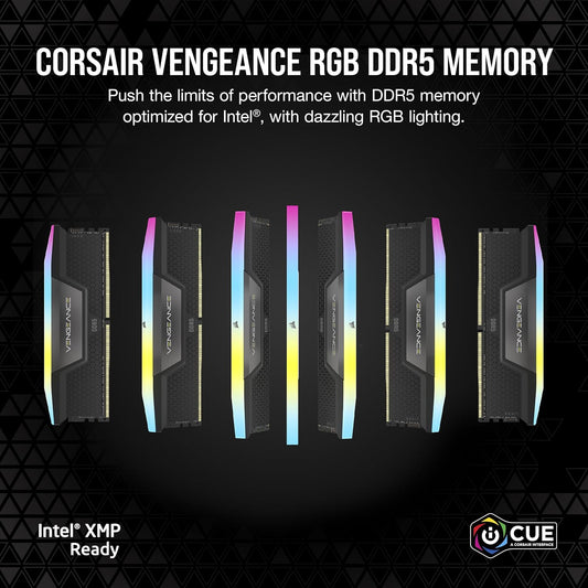 Corsair VENGEANCE-CMH16GX5M1B5200C40- RGB DDR5 16GB (1x16GB) DDR5 5200 CL40-40-40-77 1.25V Intel XMP - Black