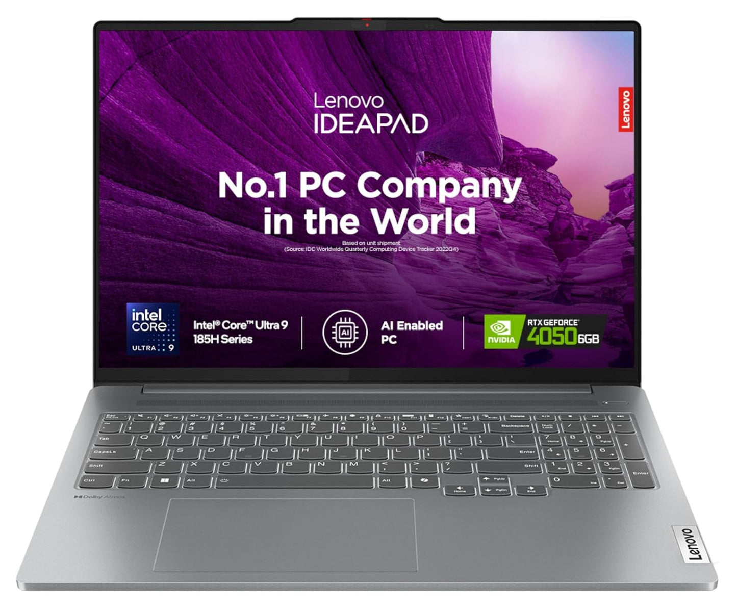 Lenovo IdeaPad Pro 5 Intel Core Ultra 9 185H Built-in AI 16" (40.6cm) 2K OLED 400Nits 120Hz Touchscreen Laptop (32GB RAM/1TB SSD/RTX 4050 6GB/Windows 11/Office Home 2024/Grey/1.94Kg), 83D4007UIN