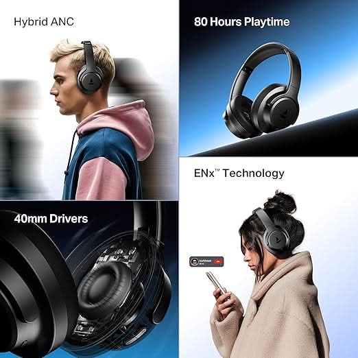 Boat Rockerz 512 ANC Bluetooth Wireless Headphone with Mic (Cosmic Black)