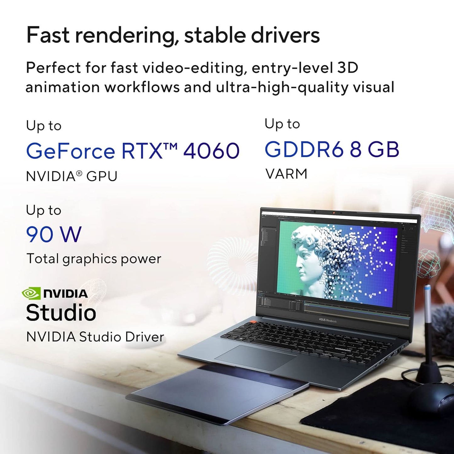 ASUS Creator Series Vivobook Pro 16 OLED 2023, Intel Core i9-13900H 13th Gen, 16.0 inch inch 3.2K 120Hz, Laptop (16GB/1TB SSD/NVIDIA GeForce RTX 4050) K6602VU-LZ952WS ProArt MD300 Mouse