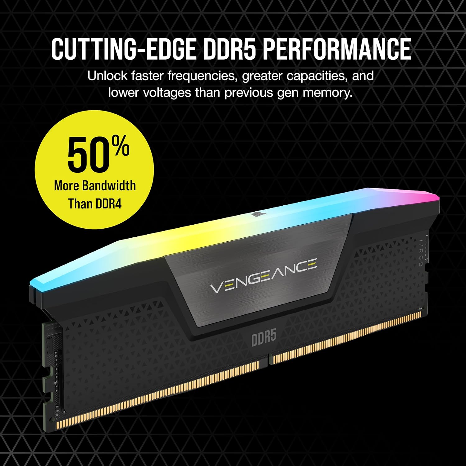 CORSAIR VENGEANCE- CMH16GX5M1B5600C40- RGB DDR5 16GB (1X16GB) DDR5 560
