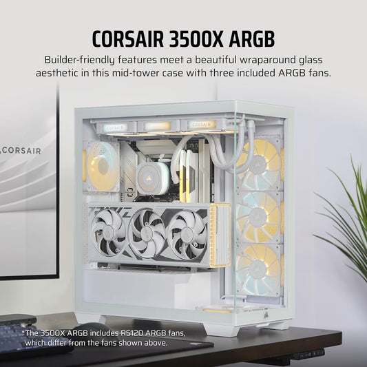 CORSAIR 3500X RGB TEMPERED GLASS MID-TOWER, WHITE