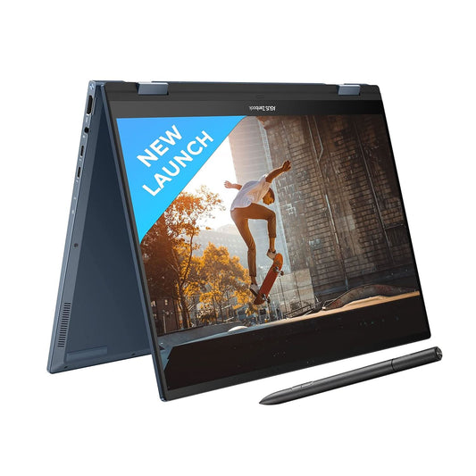 ASUS Zenbook 14 Flip OLED (2023), Intel Core i7-1360P 13th Gen, 14 inch (35.56 cm) 2.8K 90Hz OLED, Thin & Light Laptop (16GB/512GB SSD/Iris Xe/Win 11/Office 2021/75W Battery/Blue/1.5 kg), UP3404VA-KN742WS