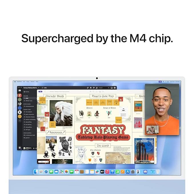 Apple 24-inch iMac with Retina 4.5K display M4 chip with 8 core CPU and 8 core GPU, 16GB, 256GB SSD - Blue