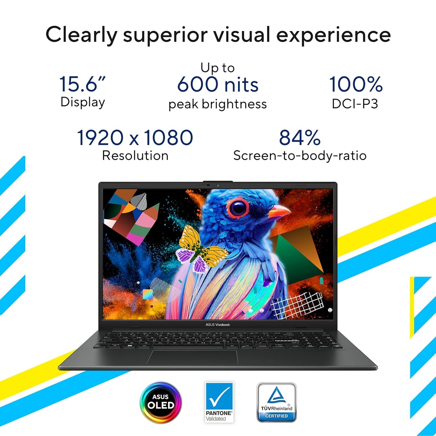 ASUS VIVOBOOK GO 15 OLED (2023), INTEL CORE I3-N305, 15.6" (39.62 CMS) FHD OLED, THIN AND LIGHT LAPTOP (8GB/512GB SSD/WINDOWS 11/OFFICE 2021/BACKLIT KB/BLACK/1.63 KG), E1504GA-LK322WS