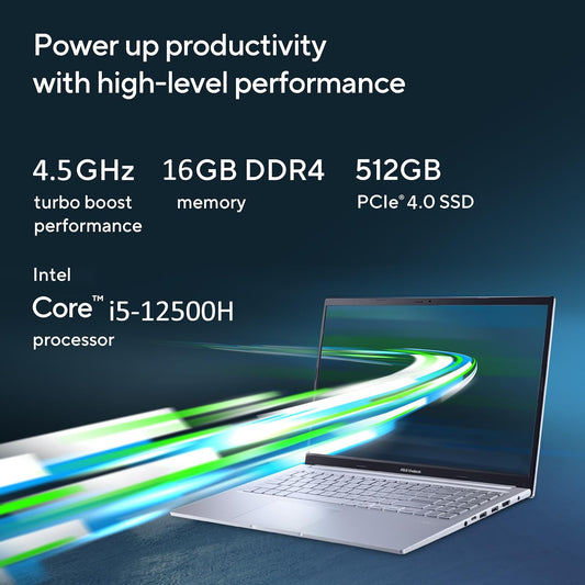 ASUS VIVOBOOK 15, INTEL CORE I5-12500H 12TH GEN, 15.6" (39.62 CM) FHD, THIN AND LIGHT LAPTOP (16GB/512GB/WIN11/OFFICE 2021/SILVER/1.7 KG), X1502ZA-EJ544WS