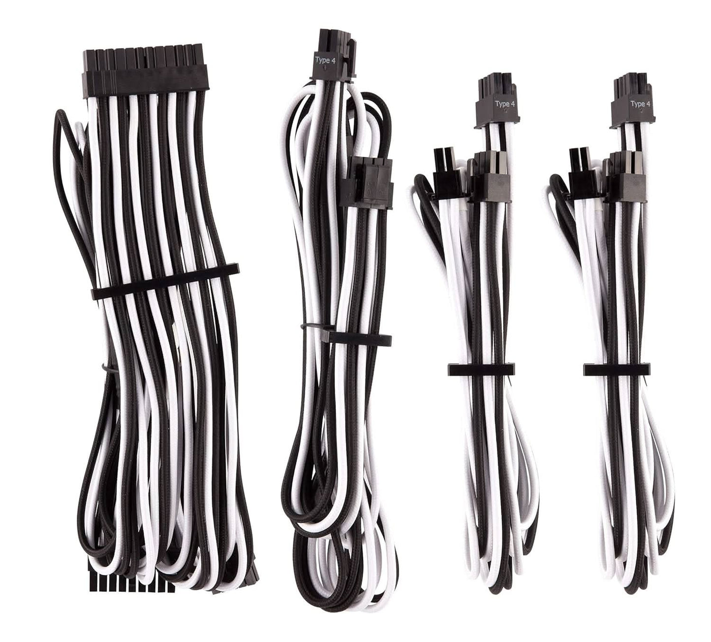 CORSAIR PREMIUM INDIVIDUALLY SLEEVED DC CABLE STARTER KIT TYPE 4 (GENERATION 4) WHITE/BLACK