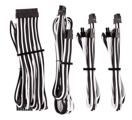 CORSAIR PREMIUM INDIVIDUALLY SLEEVED DC CABLE STARTER KIT TYPE 4 (GENERATION 4) WHITE/BLACK