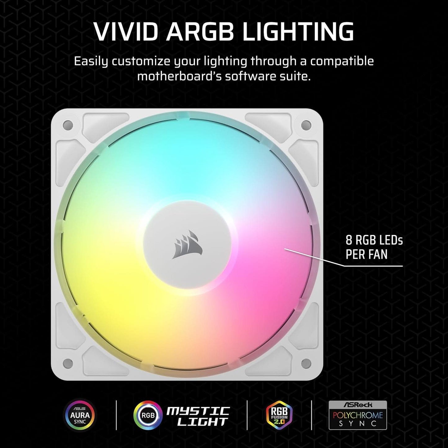 CORSAIR RS120 ARGB 120mm PWM Fan Single Pack, White