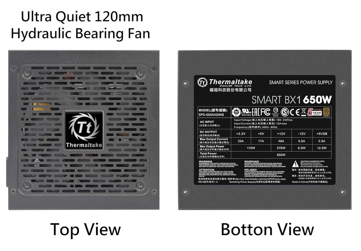 THERMALTAKE SMART BX1 650W 80 PLUS BRONZE NON MODULAR POWER SUPPLY, PS-SPD-0650NNFABU-1