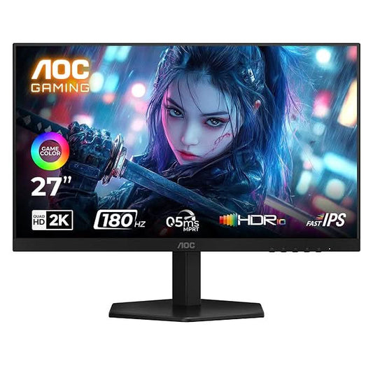 AOC Q27G11E 27 QHD GAMING MONITOR – BLACK/RED | 2560×1440 FAST IPS| 180HZ REFRESH | 0.5MS MPRT|ADAPT