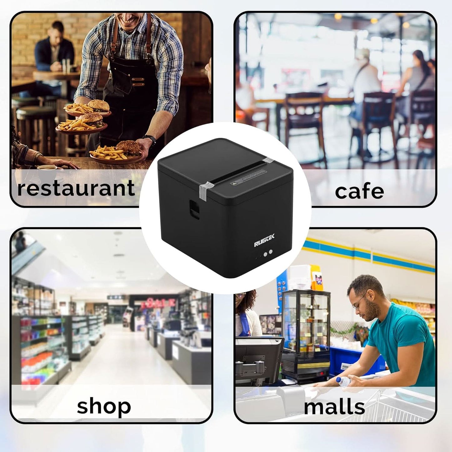 Rugtek Rp 82 Compact UE Thermal Receipt Printer (USB+Enthernet)