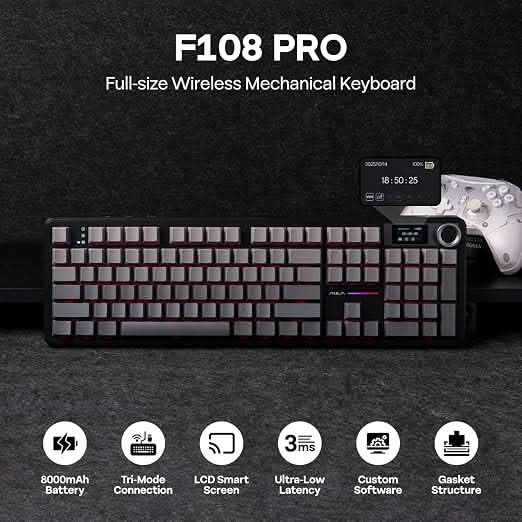 AULA F108 Gradient Grey Wireless Mechanical Gaming Keyboard